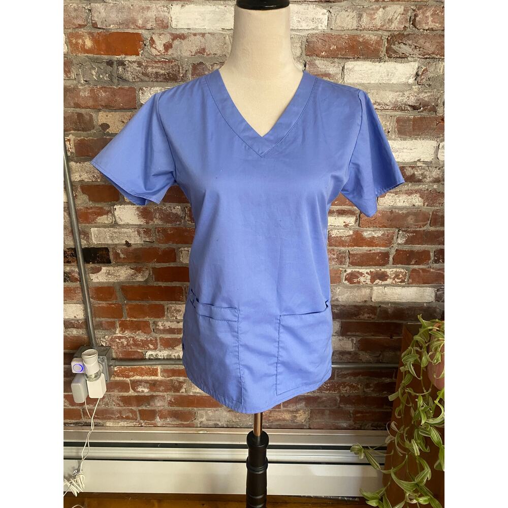Wonder Work Everyday Durable Stretch Blue Scrub Top XXS